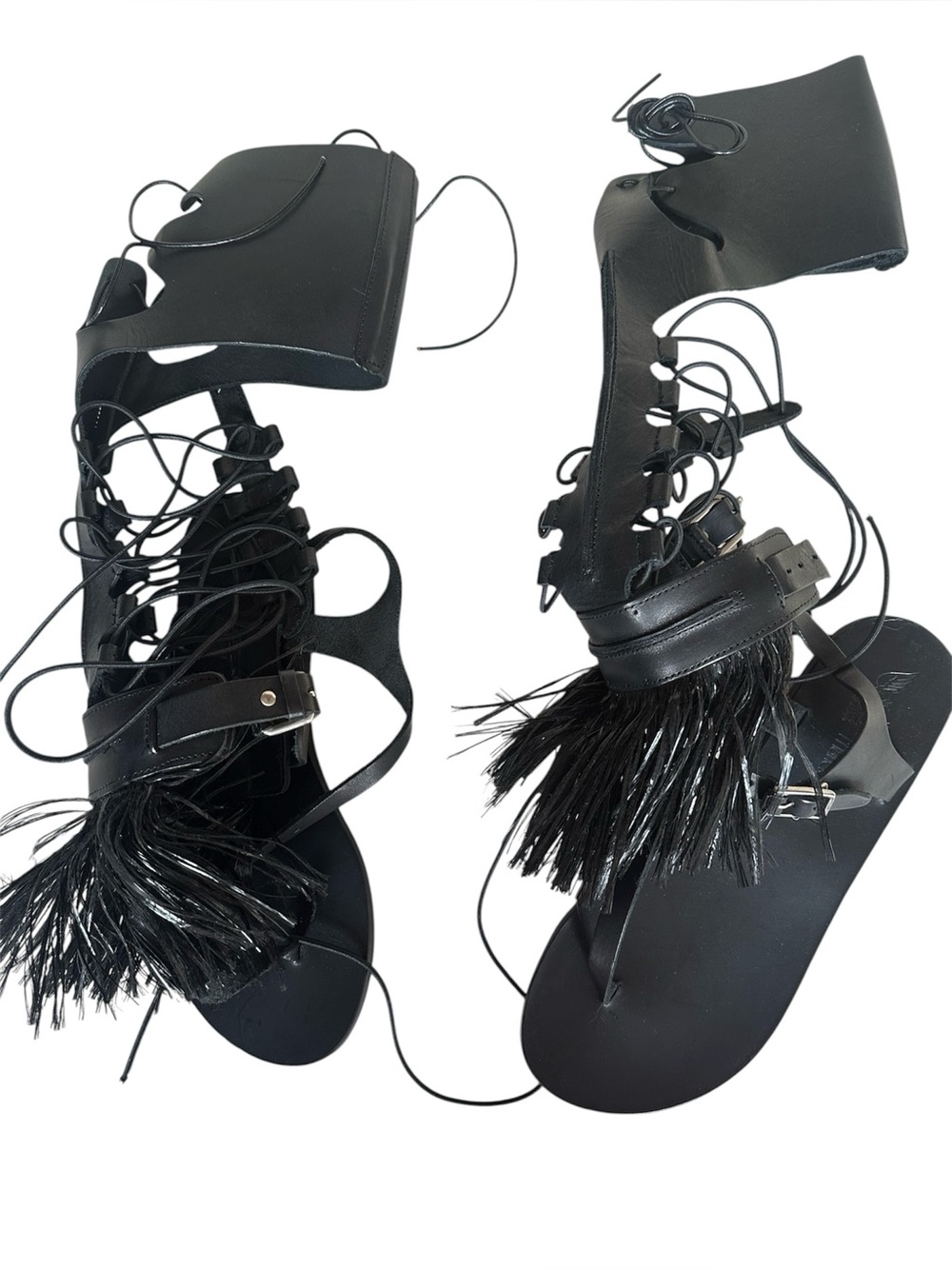 Ancient Greek sandals Gladiator Fringe Knee-High Sandals 7 - Picture 11 of 13